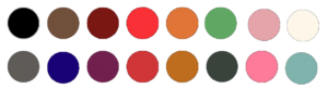 Cores disponíveis
